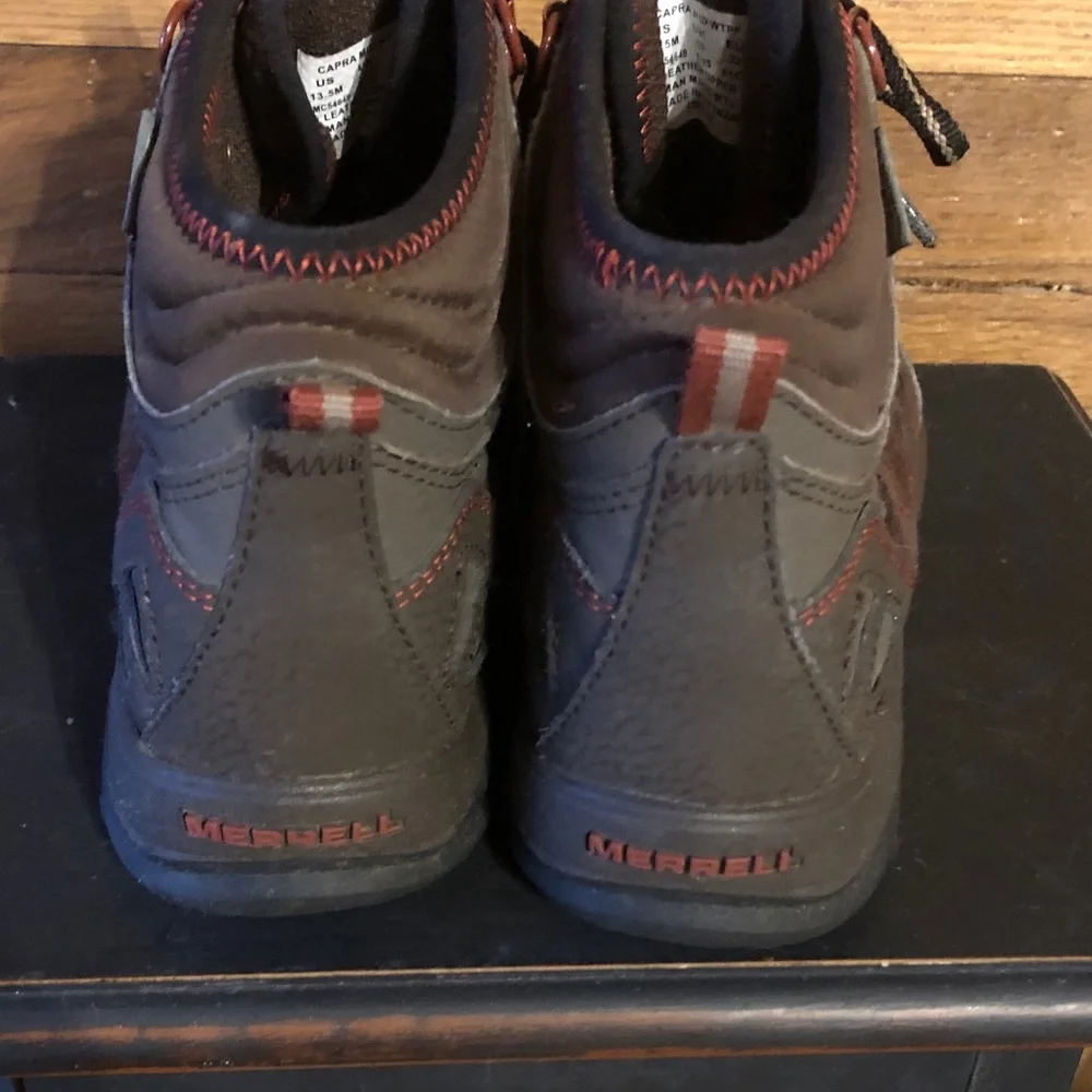 Merrell Capra Mid Brown with orange Kids' Hiking Boots Leather upper